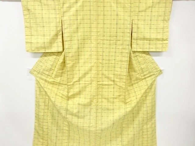 6570002: Japanese Kimono / Antique Kimono / Tsumugi / Woven Grid