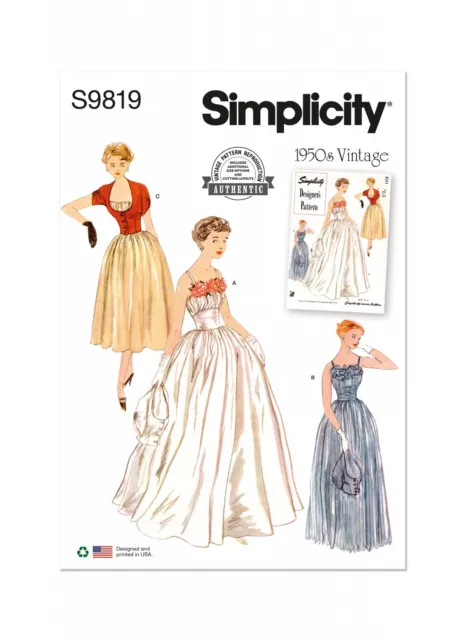 Simplicity SEWING PATTERN S9819 Retro 1950s Wedding/Day/Evening Dress & Jacket