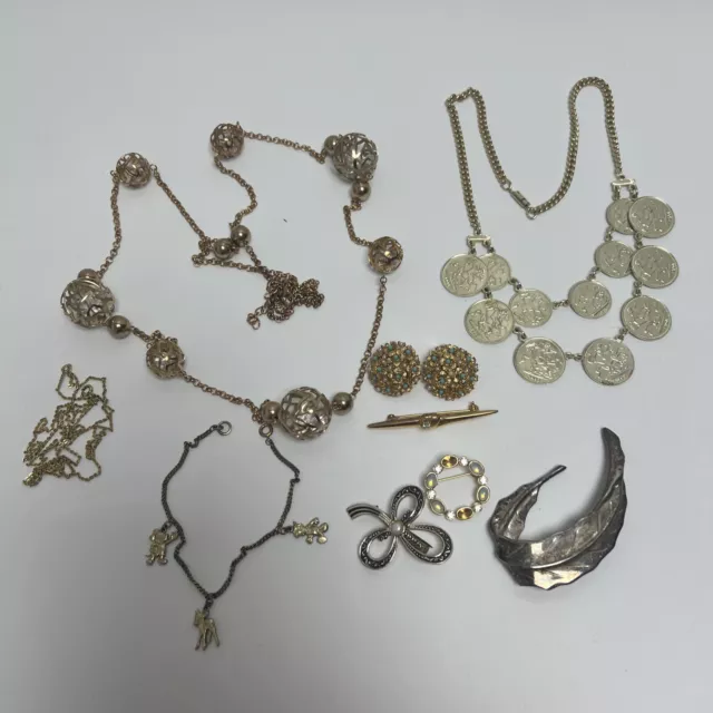 Schmuck, Modeschmuck ketten, Broschen, Clips, Konvolut