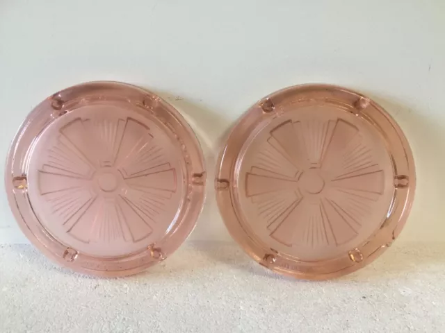 2 Dessous De Bouteilles - Verre Presse Rose - Art Deco - Vintage -