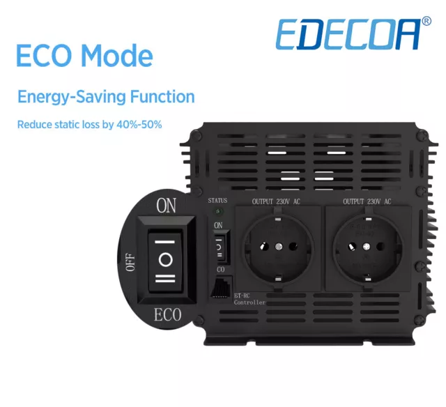EDECOA Onduleur Onde Sinusoïdale Pure 2500W 12V 220V pour Camion Camping 3