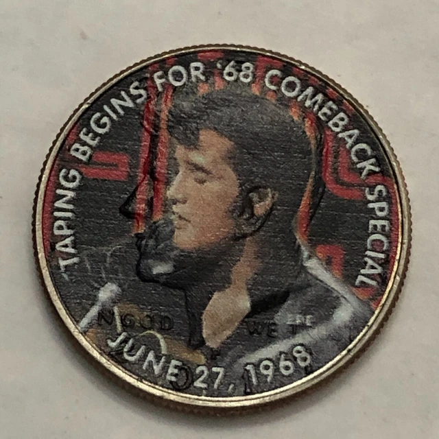 Colorized Kennedy half dollar. ELVIS PRESLEY. 6/27/1968 COMEBACK SPECIAL.  #116