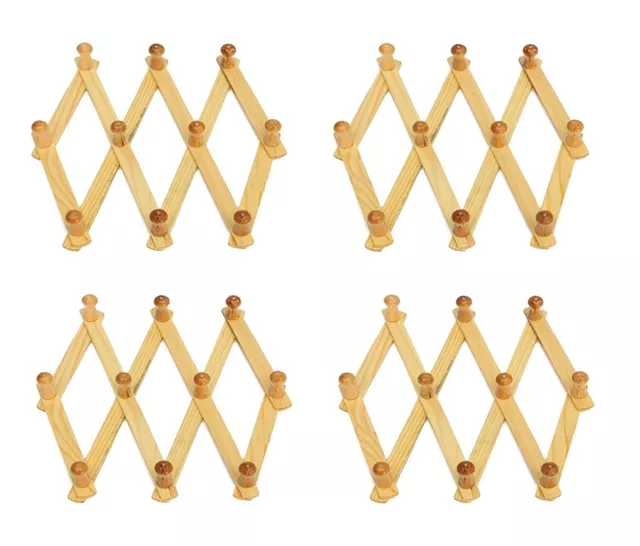 Wooden Expandable Peg Rack Wall Hanger Hooks Door Hanger Cloth Hanger Pack Of 4
