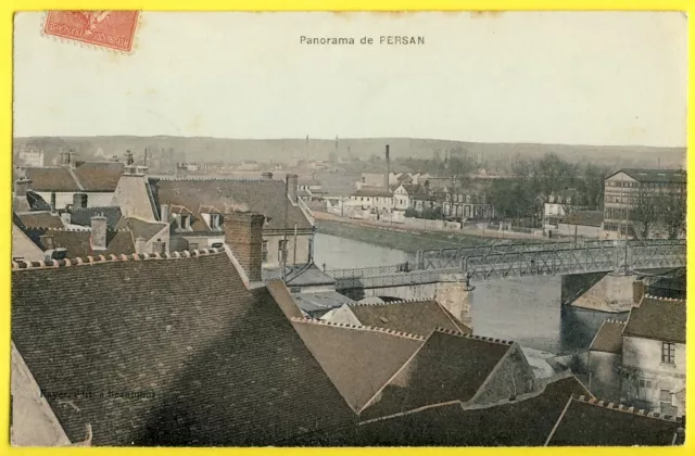 cpa 1907 panorama of PERSAN (Val d'Oise) BRIDGE de l'Oise Hauts Furnaux factory