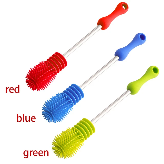 Long Handle Silicone Feeding-bottle Brush Soft Sponge Cleaner Cup Brush