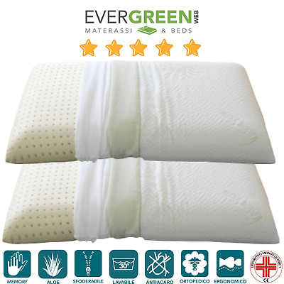 Bianca COPPIA CUSCINI MEMORY FOAM SAPONETTA SFODERABILE ALOE VERA/SILVER H13 REAL SAP. 