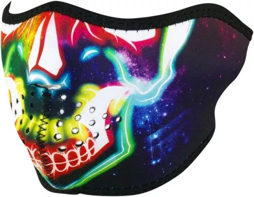 Zan Zan Headgear WNFM098H Half-Face Neoprene Mask Neon Skull Electric Skull