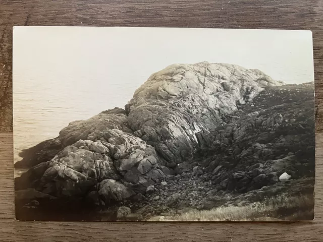 Rocky Shore, Labbie Photo, Boothbay, ME Antique Real Photo Postcard RPPC