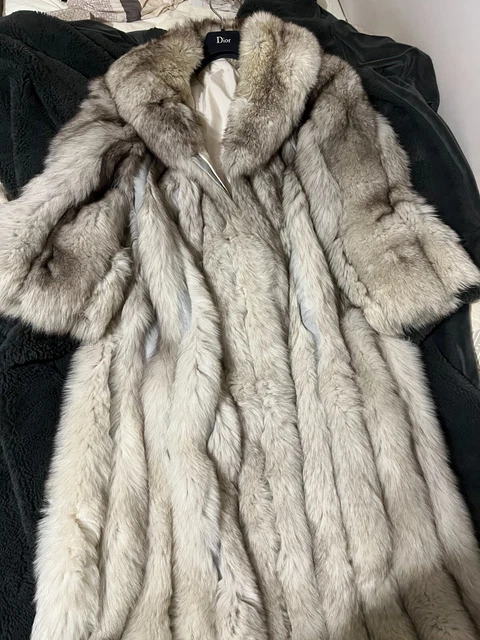 Manteau En Fourrure De Renard Cendré Fait Main | Style Rétro Luxe, Taille S, Doublure Soie
