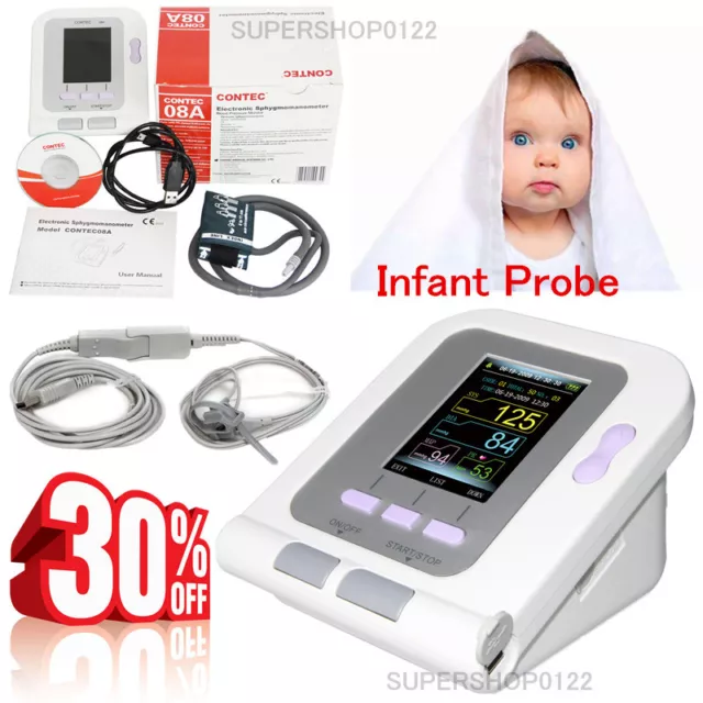 Neonate/Infant Blood Pressure Monitor CONTEC08A+software SPO2 NIBP 6-11cm cuff