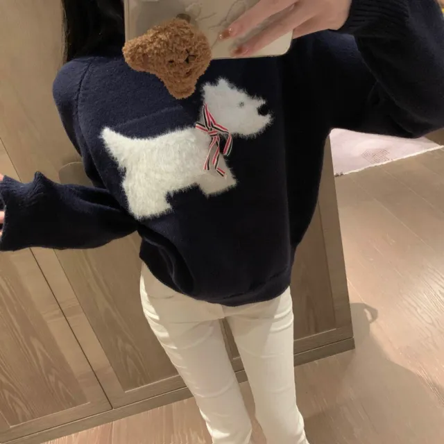 Thom Browne women Dog Knitted Red Sweater