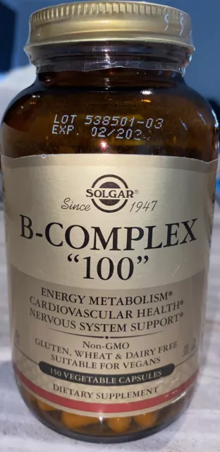Solgar B-Complex"100", 150 Vegetable Capsules - Heart Health - Nervous System...