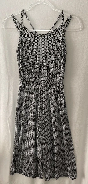 Tucker + Tate Jumpsuit Girls L Black White Geometric Pattern Strappy Cross Back