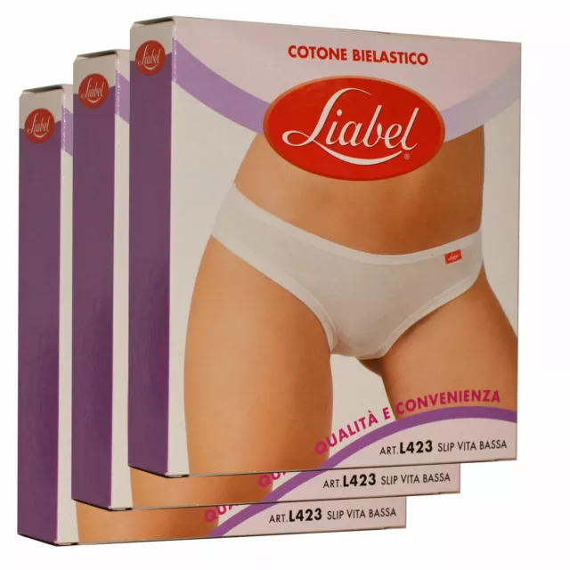 Liabel, 6 paia di slip donna Mini vita bassa in cotone elasticizzato art. L423