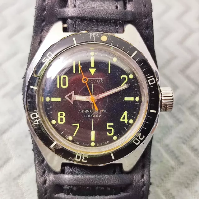 ⭐Rare Soviet watch VOSTOK AMPHIBIA anti-magnetic bakelite bezel made in USSR  #