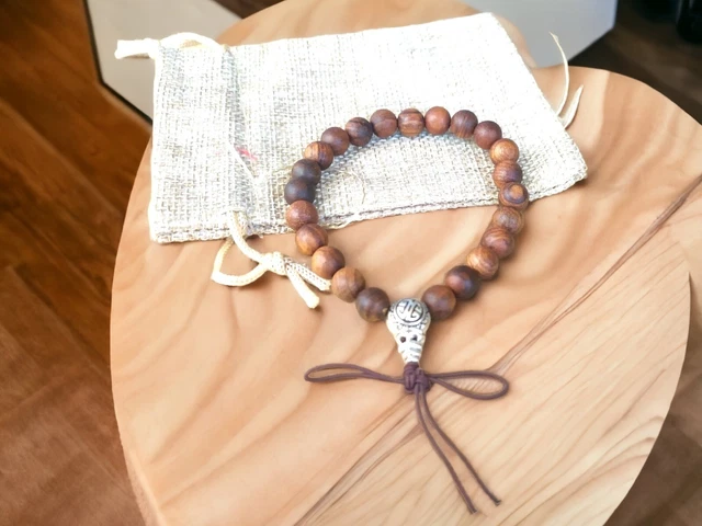 Bracelet Bois De Santal Perles Chapelet Mala Bouddha - Neuf Avec étiquettes
