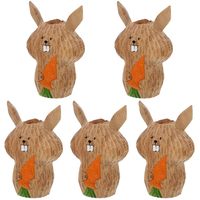 5pcs dessin animé Bunny Vase Vase Vase Vase en bois table de fleurs de salon