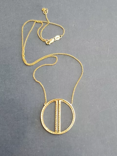 Designer EFFY 14k einfarbig Gelbgold 1,75tcw Diamant Kreis Anhänger Halskette 4,9 g