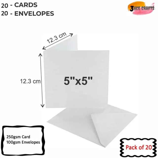 5 x 5 Inch White Blank Cards and Envelopes Cards Making for Greetings, events