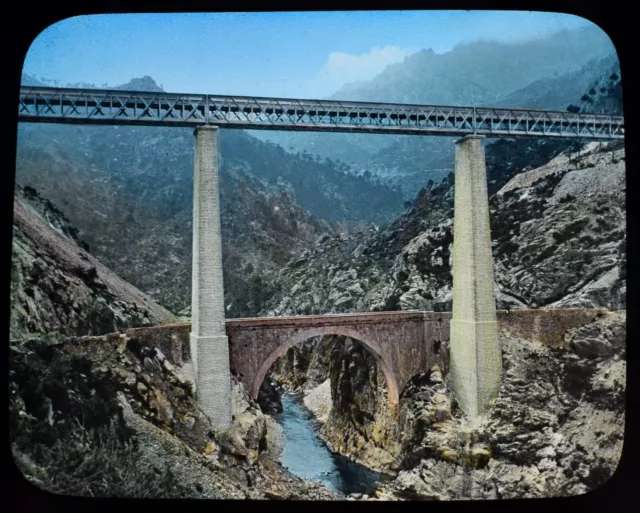 PONT DE VECCHIO CORSICA C1897 ANTIQUE Magic Lantern Slide PHOTO