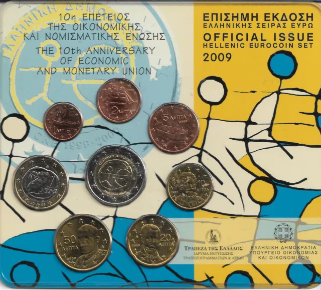 Grecia Cartera Euro Coin Set 2009  Official Issue  Tye