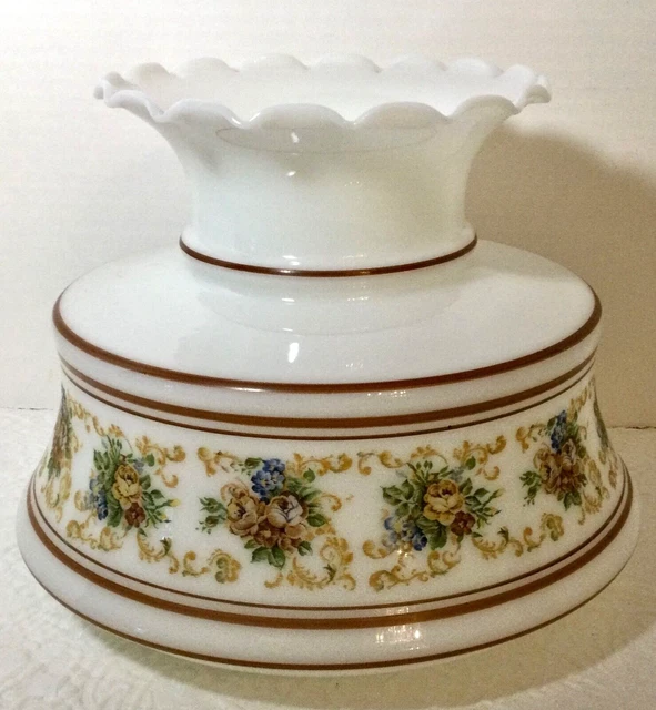 Quoizel Abigail Adams Brown Striping MilkGlass Hurricane Lamp Shade 7” Fitter