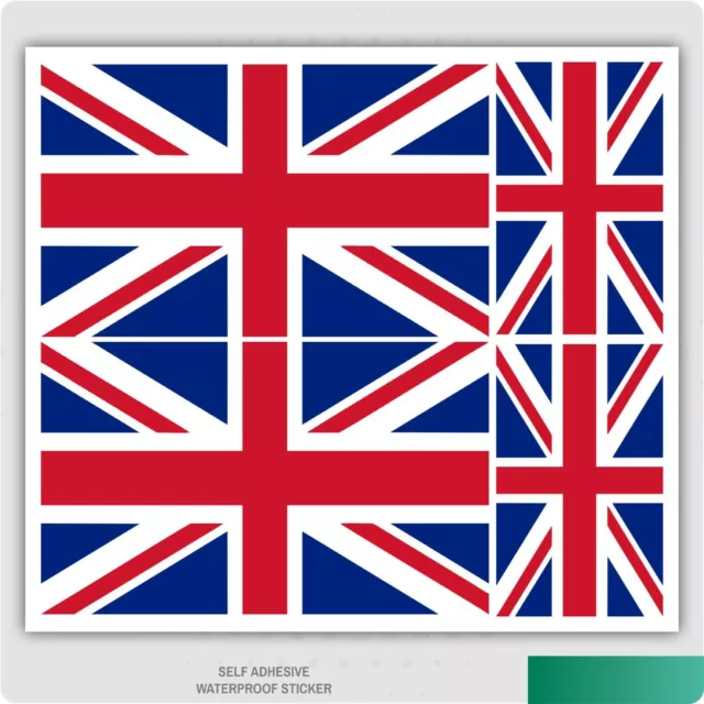 4 x Union Jack / British Flag Stickers for Car Van iPad Laptop Self Adhesive