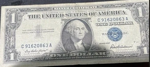 Gem 1957 $1 Dollar Bill Silver Certificate Note Blue Seal Paper Money Pmg 66 Epq