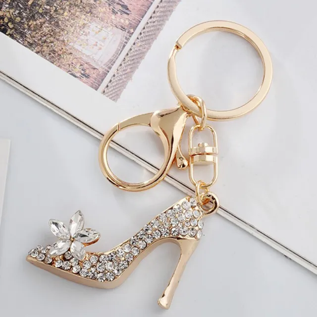 High Heel Shoe Keychain Crystal Purse Car Key Chain Bag Decorative Alloy Key  F~