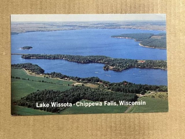 Postcard Chippewa Falls WI Wisconsin Lake Wissota Aerial View Vintage PC