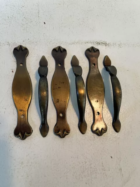 (3) antique brass drawer pulls