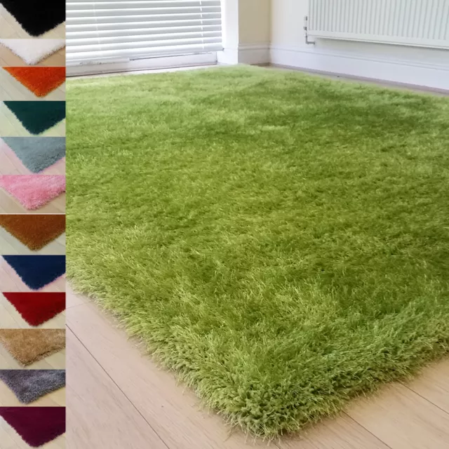 Thick 6Cm Pile Modern Soft Shimmer Shaggy Rug Small X Large Plain Quality Rugs