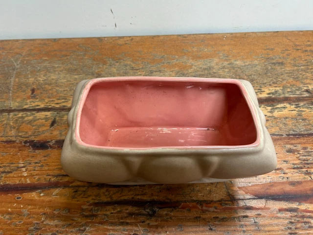 Vintage Sylvac Style Pink Ceramic Rectangular Mantle Vase