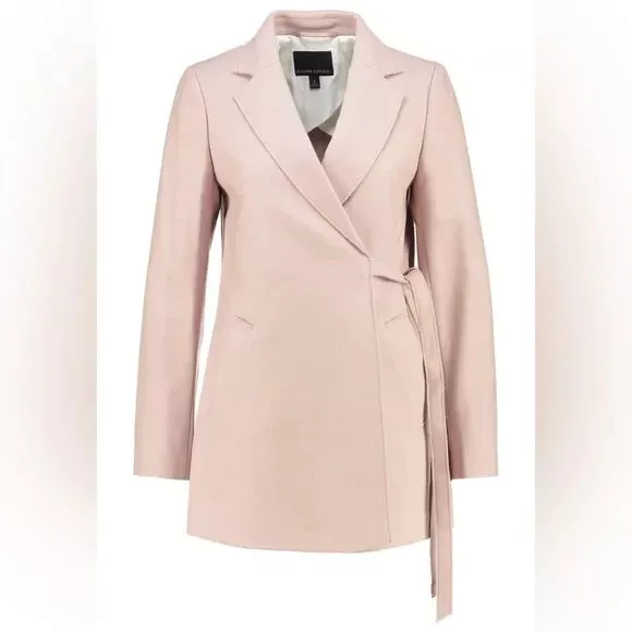 Banana Republic Melton Wool Blend Side Tie Coat Blush Size Medium Woman's