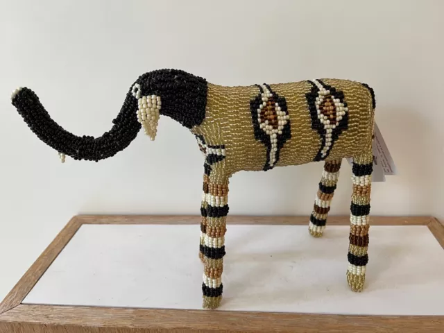 Monkeybiz-Hand Beaded ELEPHANT -Collectable -Unique one off -Home Design-Quality