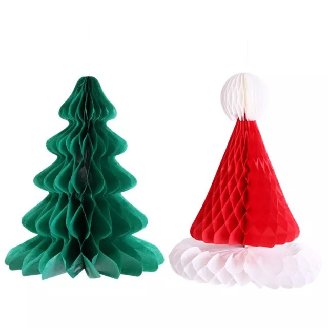 Xmas Paper Santa Tree Honeycomb Hanging Pendant Christmas Decorations Ornament