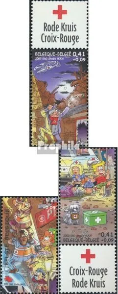 Briefmarken Belgien 2003 Mi 3211Zf-3213Zf mit Zierfeld  postfrisch Rotes Kreuz