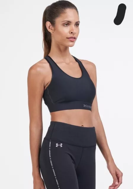 NWT Women's Under Armour Black Keyhole Back Mid Impact Sports Bra X- Large New