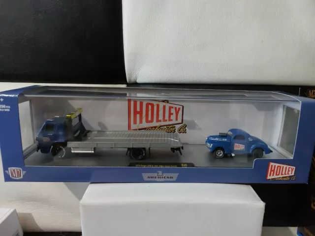 M2 machines 1:64 🇨🇵 HOLLEY 1941 Willys Coupe Gasser + truck dodge L600 de 1970