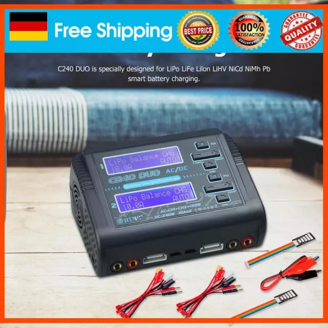 HTRC C240 Duo Lipo Balance Charger Dual Channel AC/150W DC/240W 10A RC Batteriel