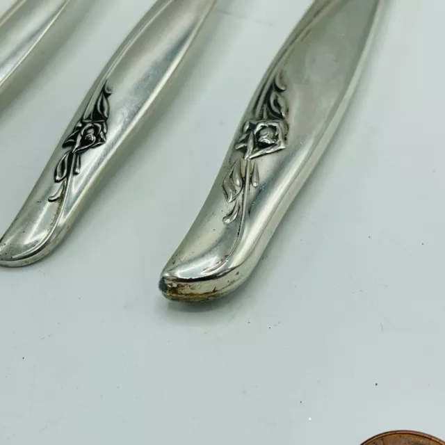 5 Sterling Gorham Sea Rose Silver Flatware Place Setting  Knife, Spoons & Forks 3