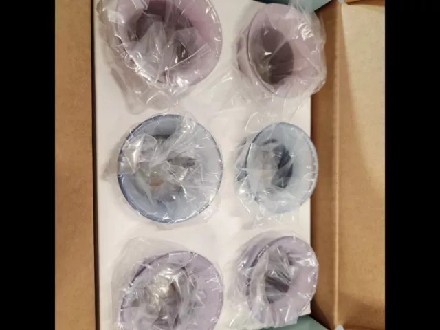 PartyLite 6 Pastels Votive Candle Holders P7299 Purple Blue & Pink New In Box