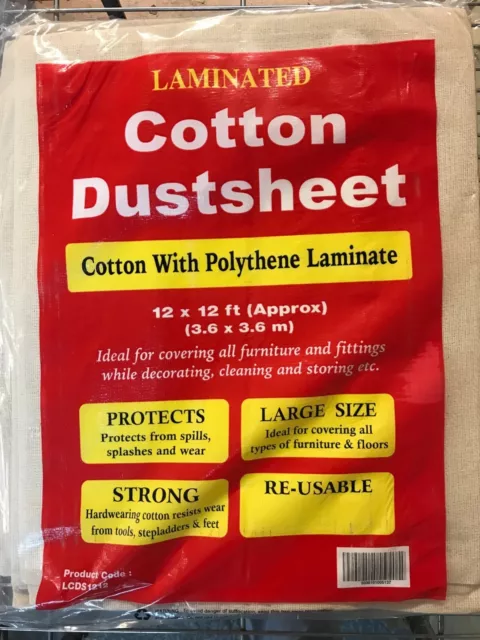 Cotton Dust sheet 12ft x 12ft Professional Quality Decorating Sheets Heavy Duty