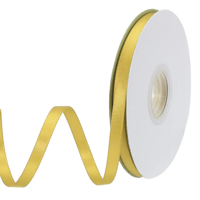 1/4" 25 Yard Double Faced Solid Satin Ribbon Polyester Fabric Gold Yellow