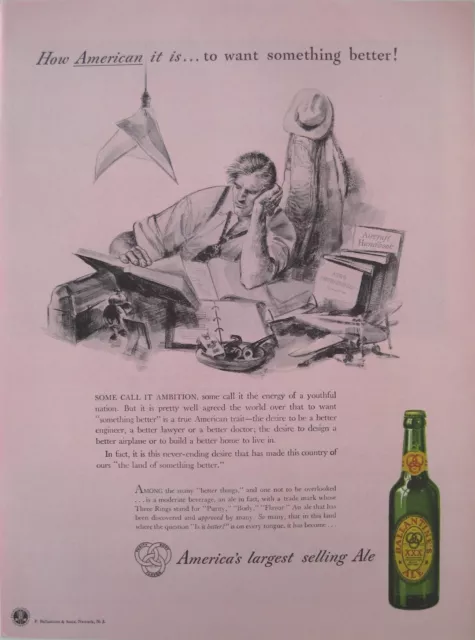 1942 Ballantine XXX ALE ganzseitige Farbe Werbung Reinheit Körpergeschmack Newark New Jersey