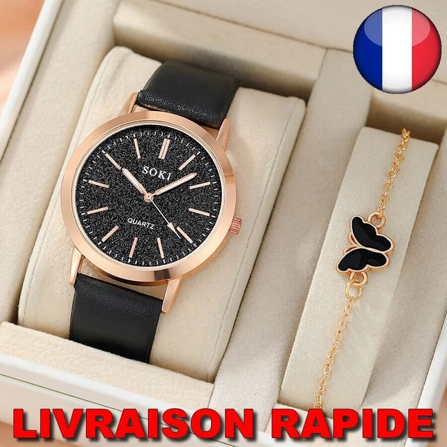 Montre SOKI Pour Homme Avec 3 Bracelets En Cuir Marron - Mouvement Quartz - Nouvelle Avec étiquettes