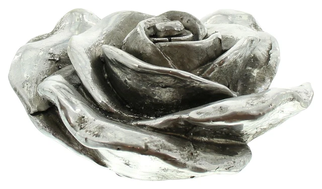 Salvare Set 2x Rosa " Argento Lucido " Deko Poliresina Decorativo,Sempre di Moda