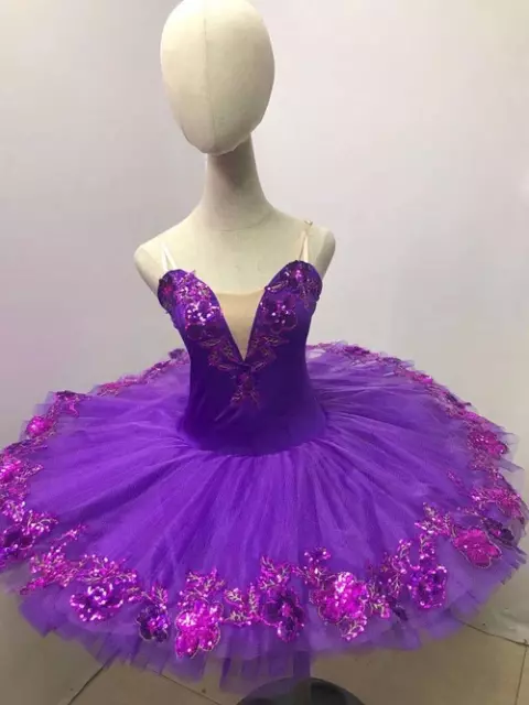 Purple Professional Ballet Swan Tutu Skirt Adult Costume Dancing Ballerina Dress