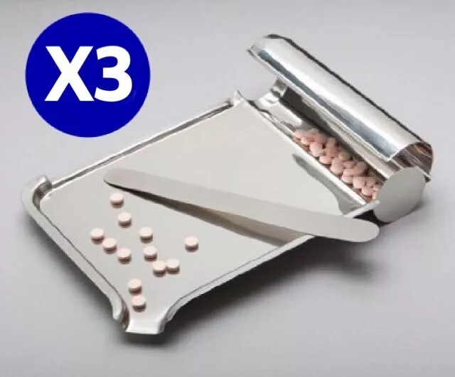SET3 Stainless Steel Drug Medicine Beads Counter & Tray Pill Tablet Seed Spatula