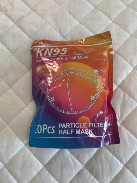 White KN95 GB2626-2019 Standard Protective Face Mask 30 Per Bag - Rasav 😷 New